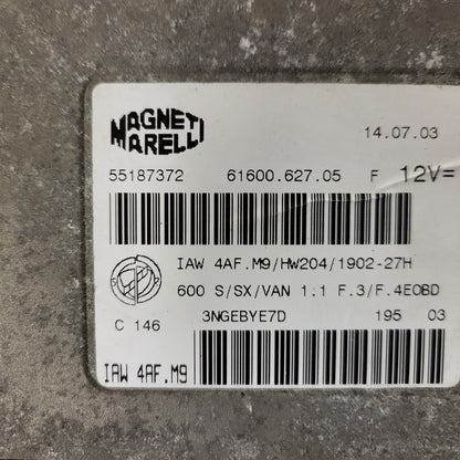 Fiat Seicento 600 ECU / 55187372 / IAW4AF.M9 / 61600.627.05 / MAGNETI MARELLI