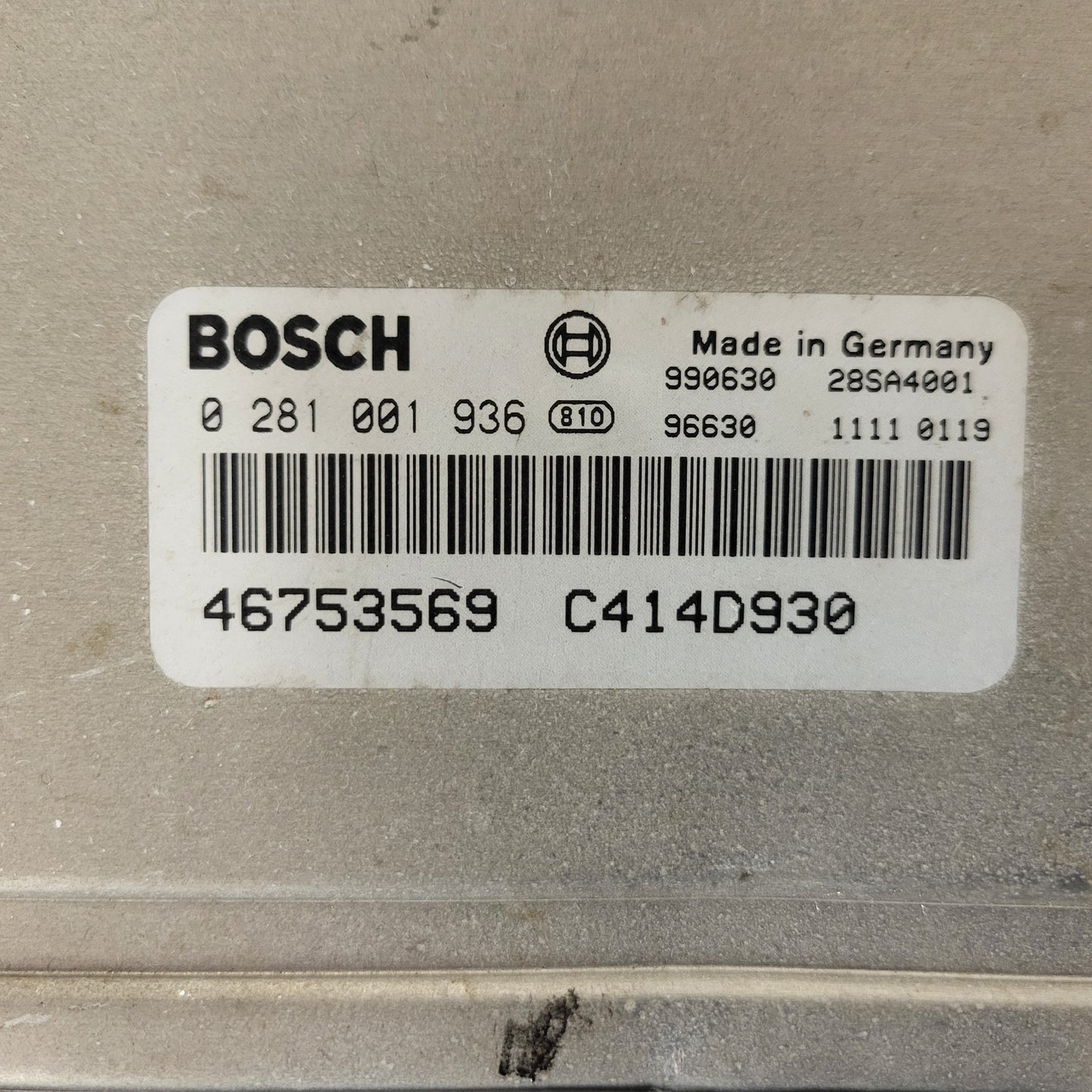 ALFA ROMEO ECU / 0281001936 / 46753569 / 28SA4001 / BOSCH