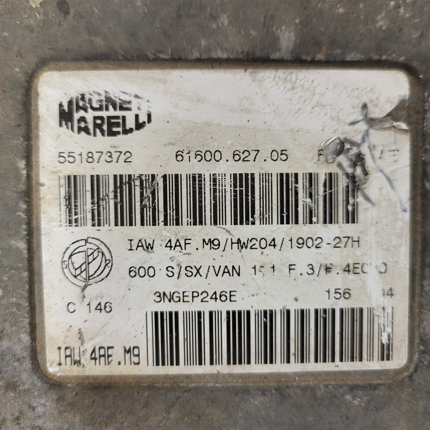 Fiat Seicento 600 ECU / 55187372 / IAW4AF.M9 / 61600.627.05 / MAGNETI MARELLI