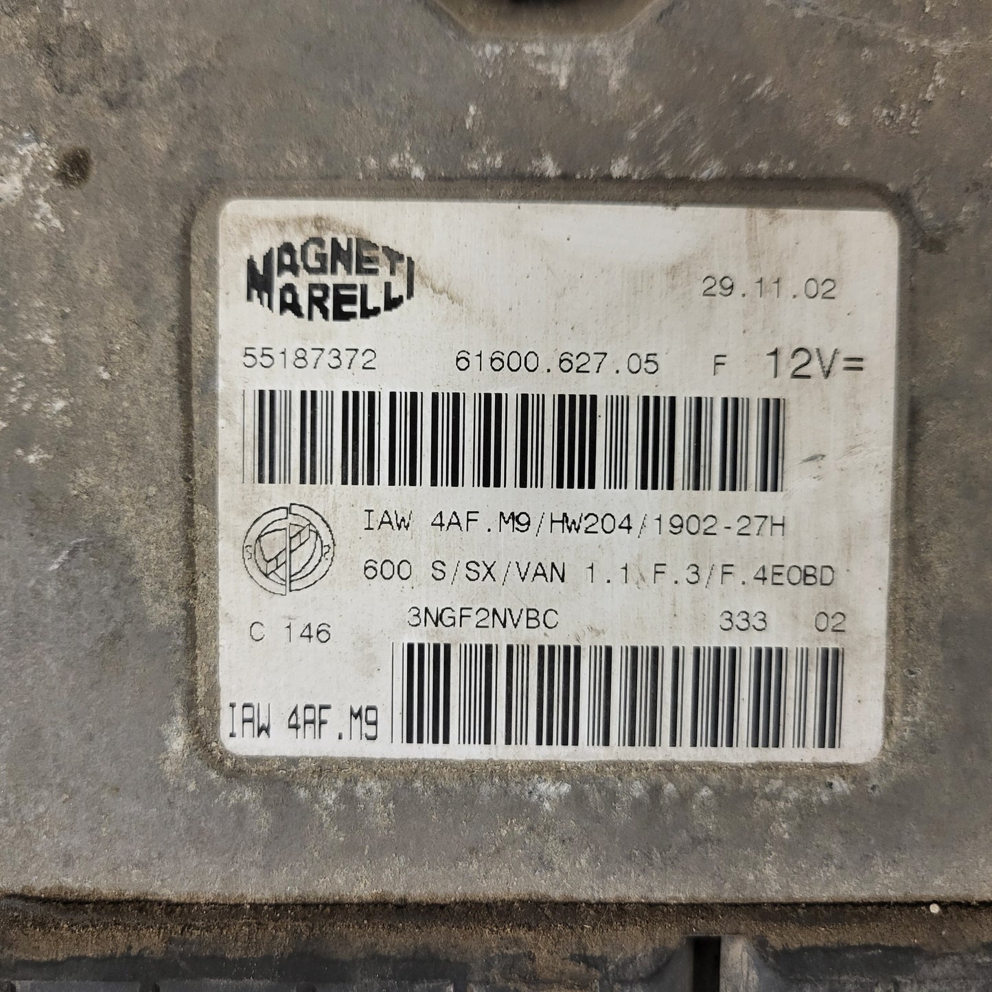Fiat Seicento 600 ECU / 55187372 / IAW4AF.M9 / 61600.627.05 / MAGNETI MARELLI