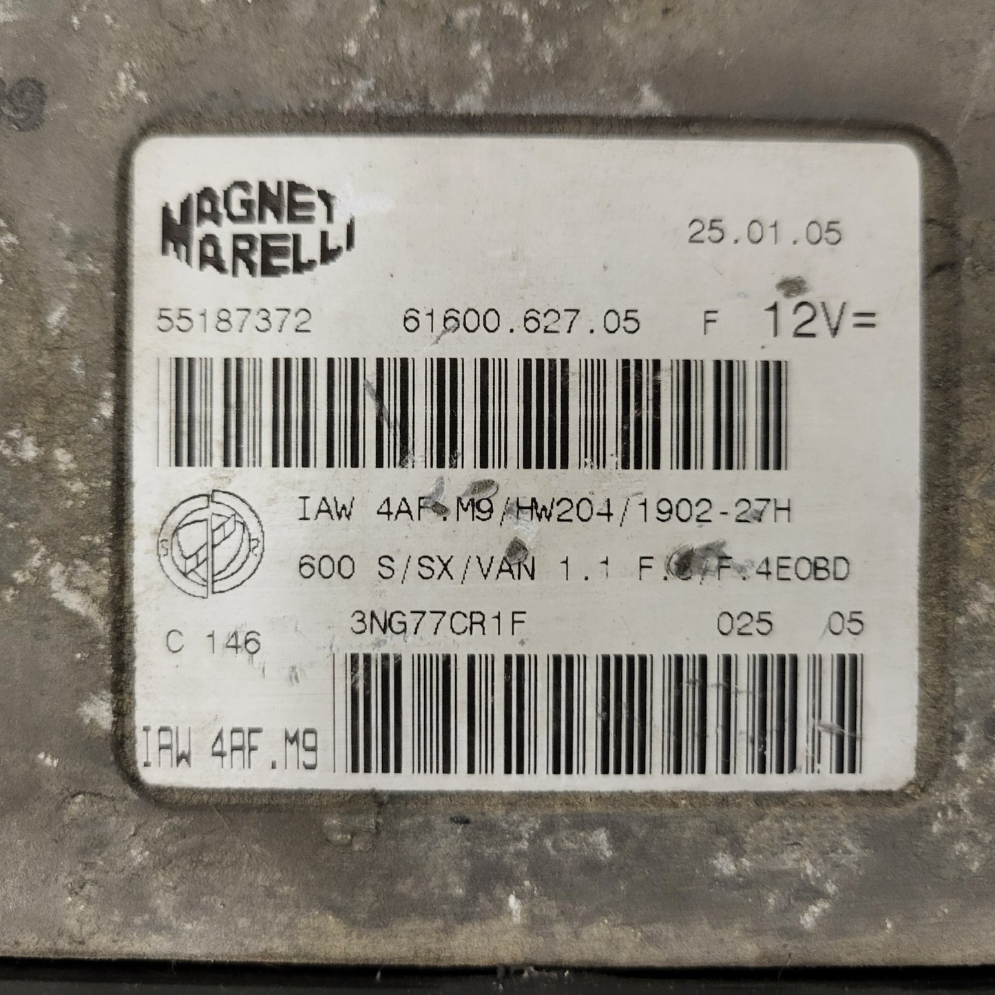 Fiat Seicento 600 ECU / 55187372 / IAW4AF.M9 / 61600.627.05 / MAGNETI MARELLI