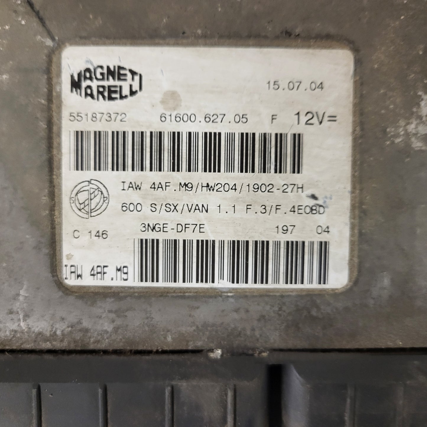 Fiat Seicento 600 ECU / 55187372 / IAW4AF.M9 / 61600.627.05 / MAGNETI MARELLI