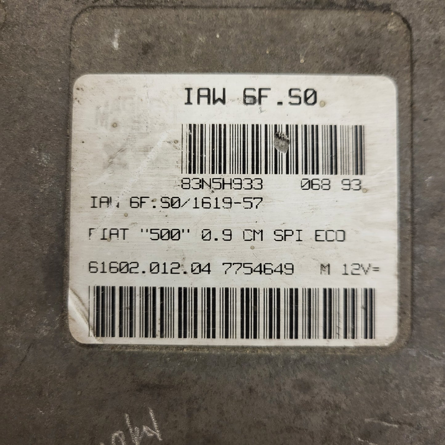 FIAT 500 0.9 ECU / IAW 6F.S0 / 7754649 / 61602.012.04 / MAGNETI MARELLI