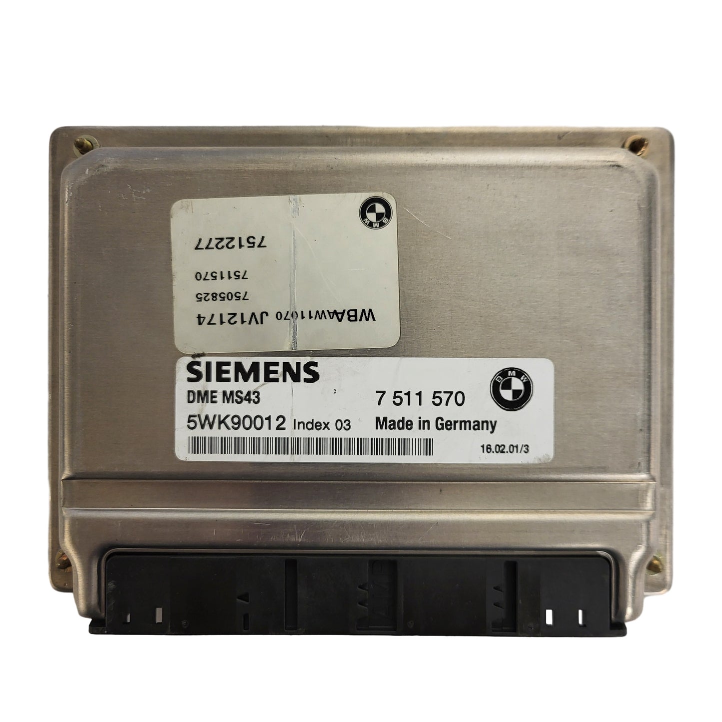 BMW M54 6 CL ECU / 7511570 / 5WK90012 / INDEX 03 / DME MS43 / 7512277 / SIEMENS