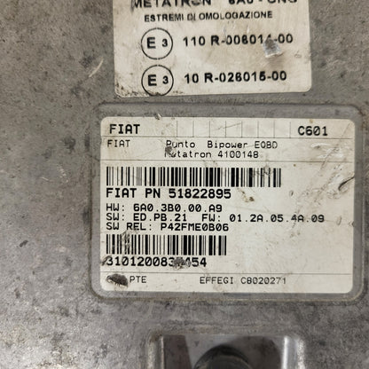 FIAT PUNTO 2 188 1.2 ECU / 51822895 / 4100148 / 6A03B000A9 / C601