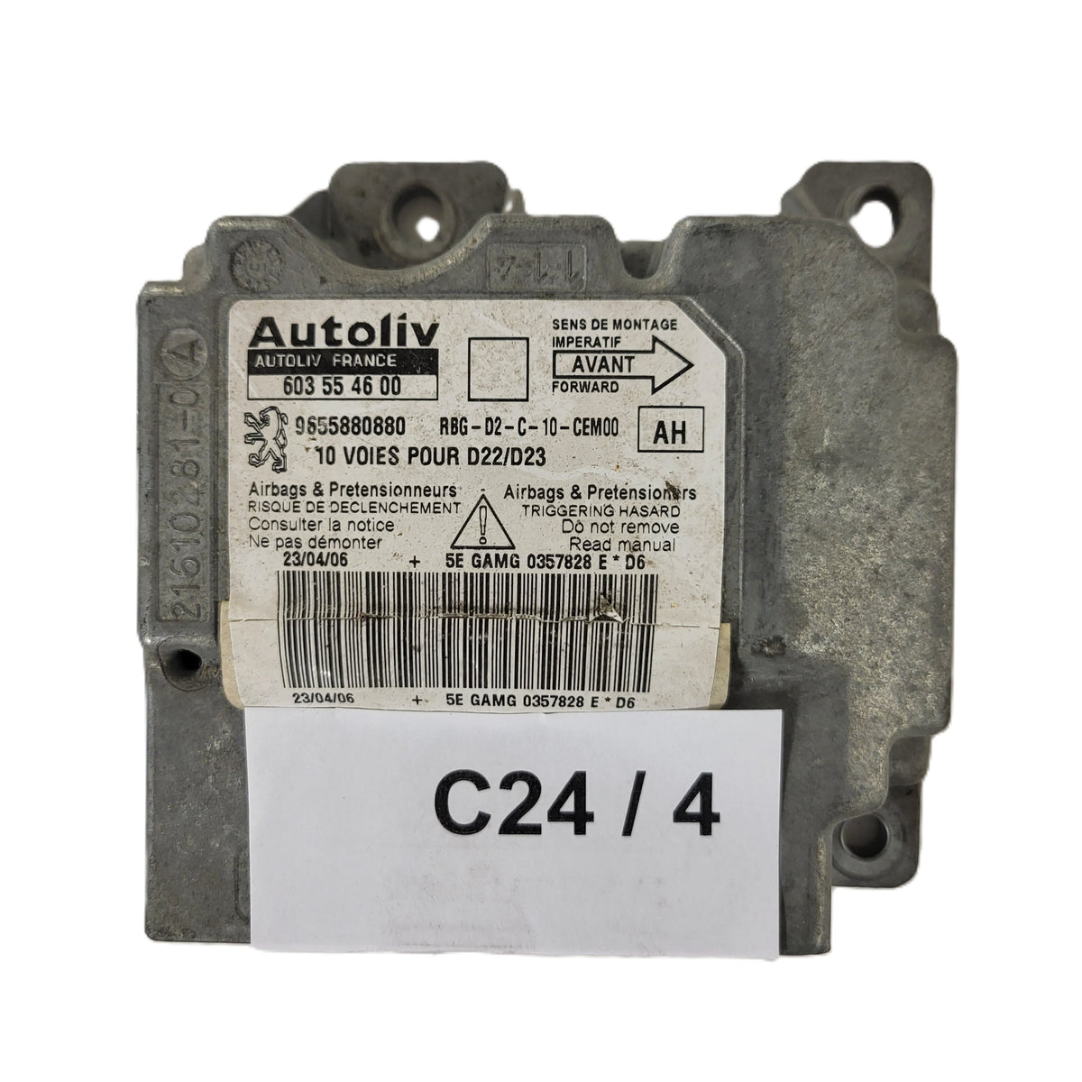 PEUGEOT 407 AIRBAG ECU / 603554600 / 9655880880 / AUTOLIV - C24-04 - 1