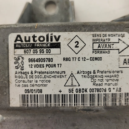 PEUGEOT 308 AIRBAG ECU / 607059500 / 9664909780 / AUTOLIV - C24-10 - 2