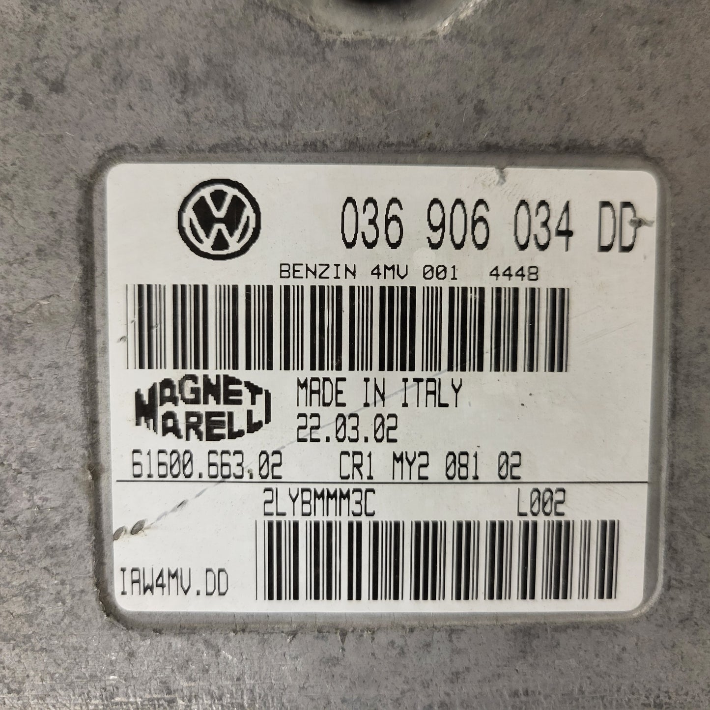 VW POLO ECU / 036906034DD / IAW 4MV.DD / 61600.663.02 / MAGNETI MARELLI