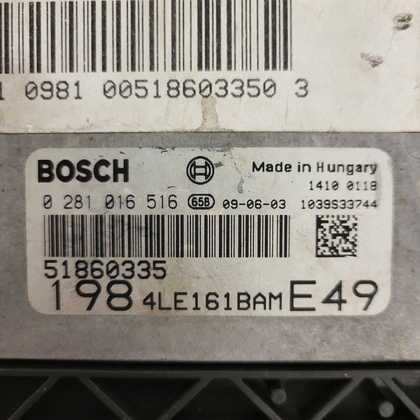 FIAT BRAVO ECU / 0281016516 / 51860335 / BOSCH
