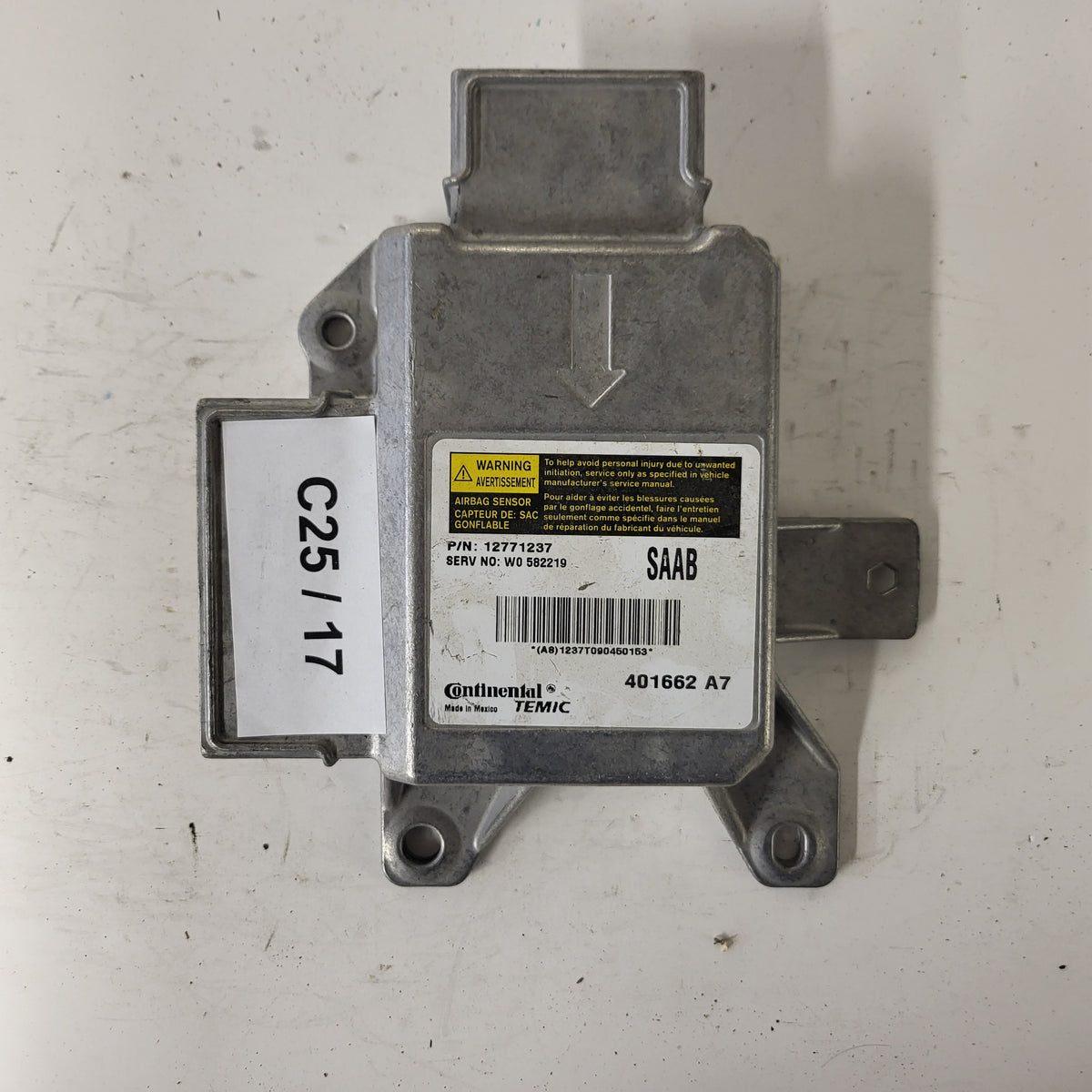 SAAB 9-3 1.9 AIRBAG ECU / 12771237 / 401662A7 / 401662 / TEMIC - C25-17 - 1
