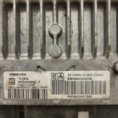 Peugeot Citroen ECU / 5WS40285C-T / 9660300280 / 9653451880 / SID806 SIEMENS