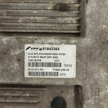 FIAT GRANDE PUNTO ECU / 51843364 / HW04P / MJD 6F3.PO / 71600.258.00 / MAGNETI MARELLI