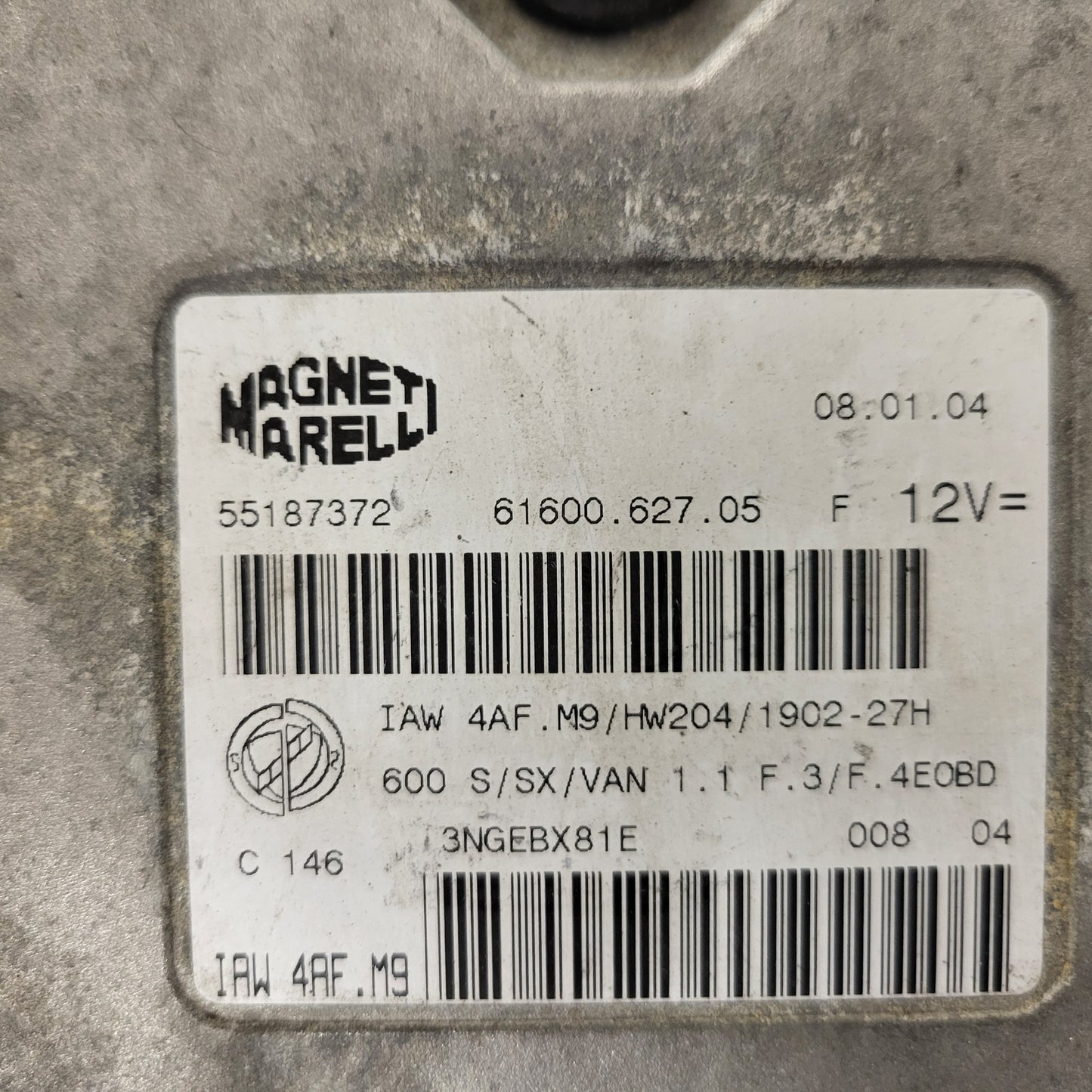 Fiat Seicento 600 ECU / 55187372 / IAW4AF.M9 / 61600.627.05 / MAGNETI MARELLI