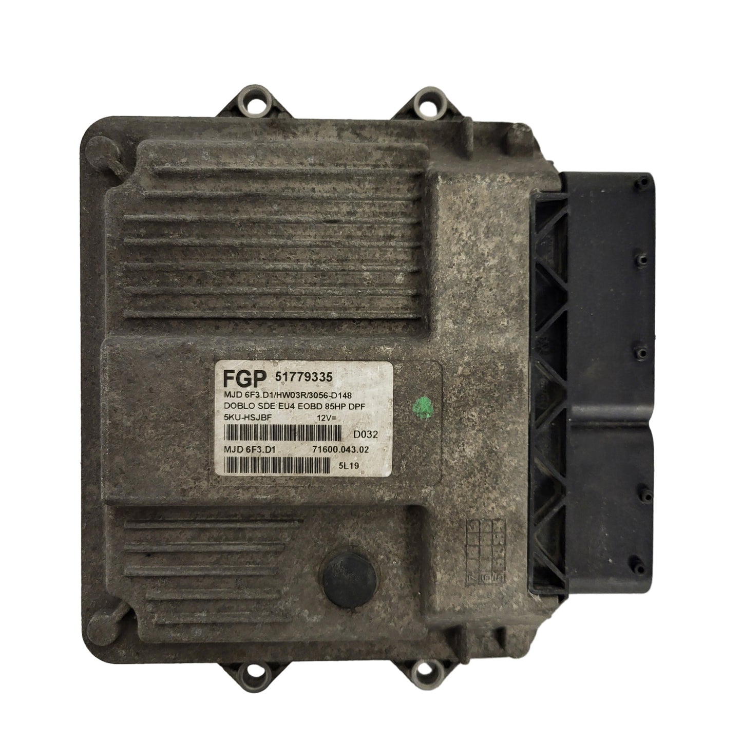 FIAT DOBLO ECU / 51779335 / MJD 6F3.D1 / HW03R / 71600.043.02 / MAGNETI MARELLI