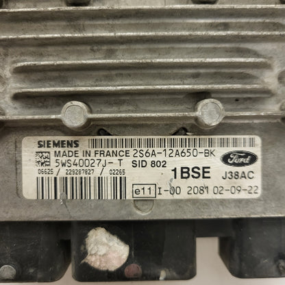 FORD FIESTA ECU / 2S6A-12A650-BK / 5WS40027J-T / SID802 / 1BSE/ J38AC / SIEMENS