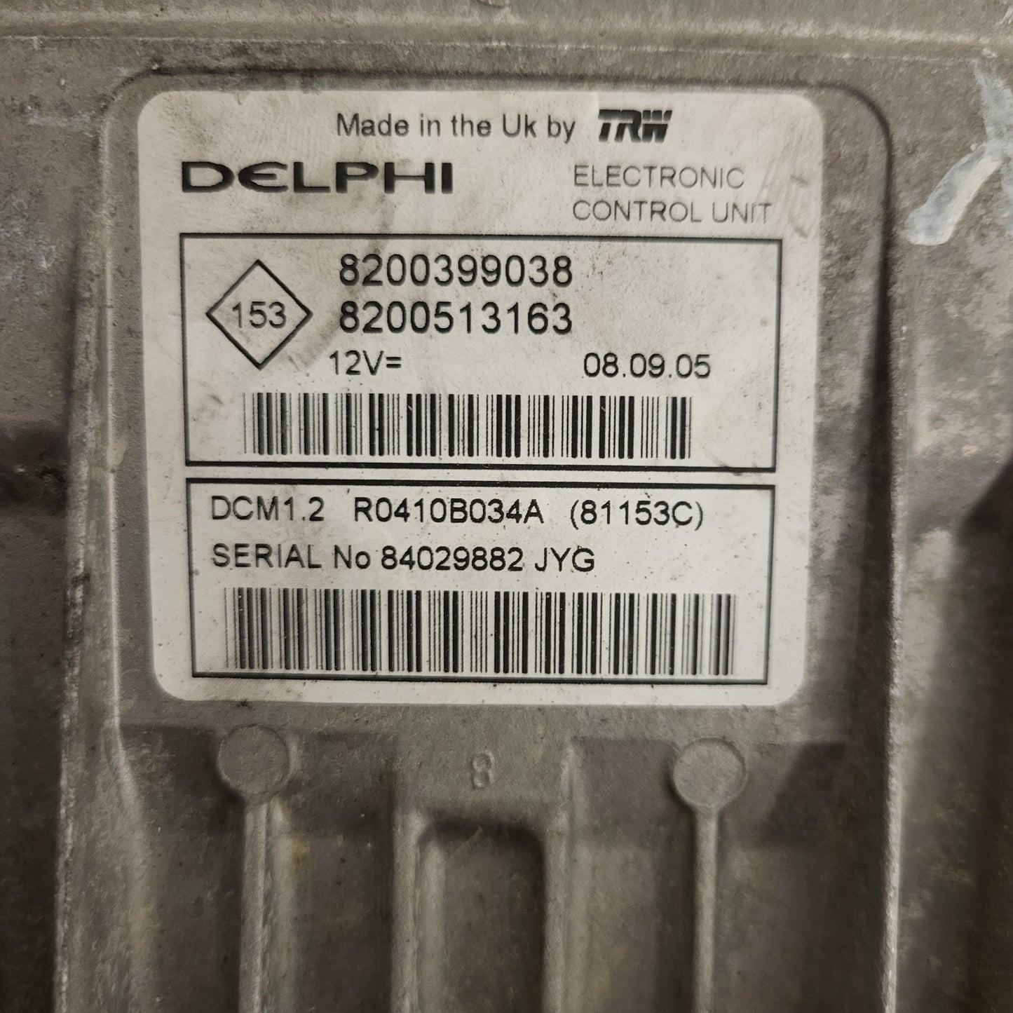 Renault ECU / 8200399038 / 8200513163 / R0410B034A / DCM1.2 / DELPHI