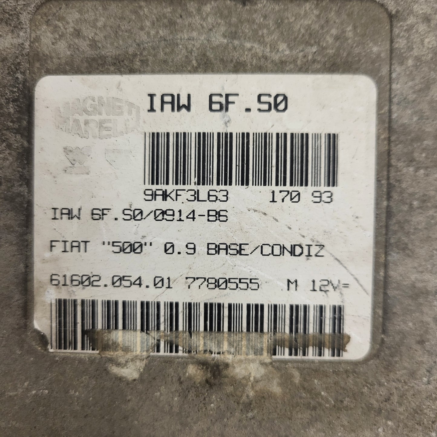 FIAT 500 ECU / IAW 6F.S0 / 7780555 / 61602.054.01 / MAGNETI MARELLI