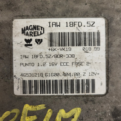 Fiat Punto 1.2 16V ECU / IAW 18FD.5Z / 46531218 / 61600.404.00 / MAGNETI MARELLI