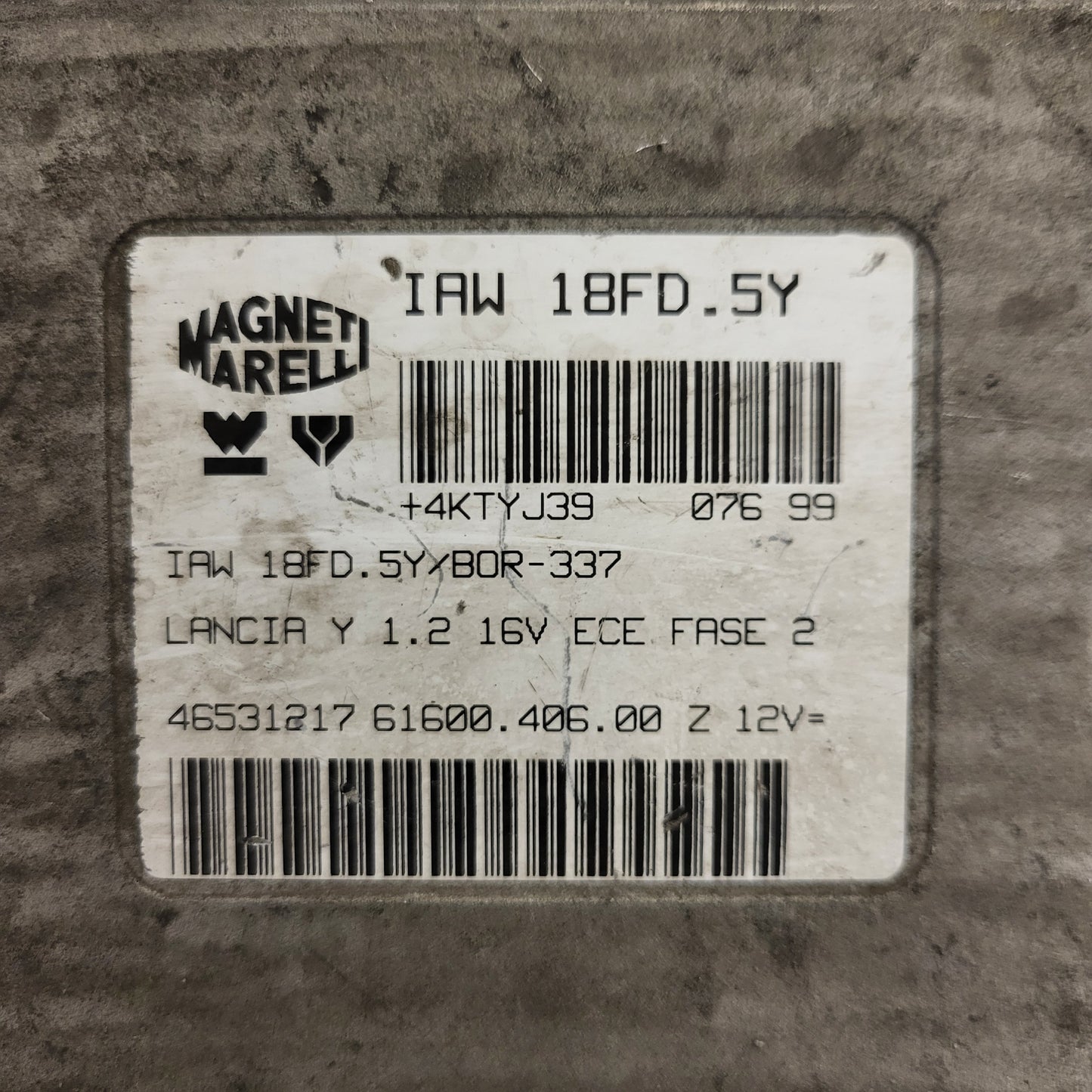 LANCIA Y 1.2 16V ECU / 46531217 / IAW 18FD.5Y / 61600.406.00 / MAGNETI MARELLI
