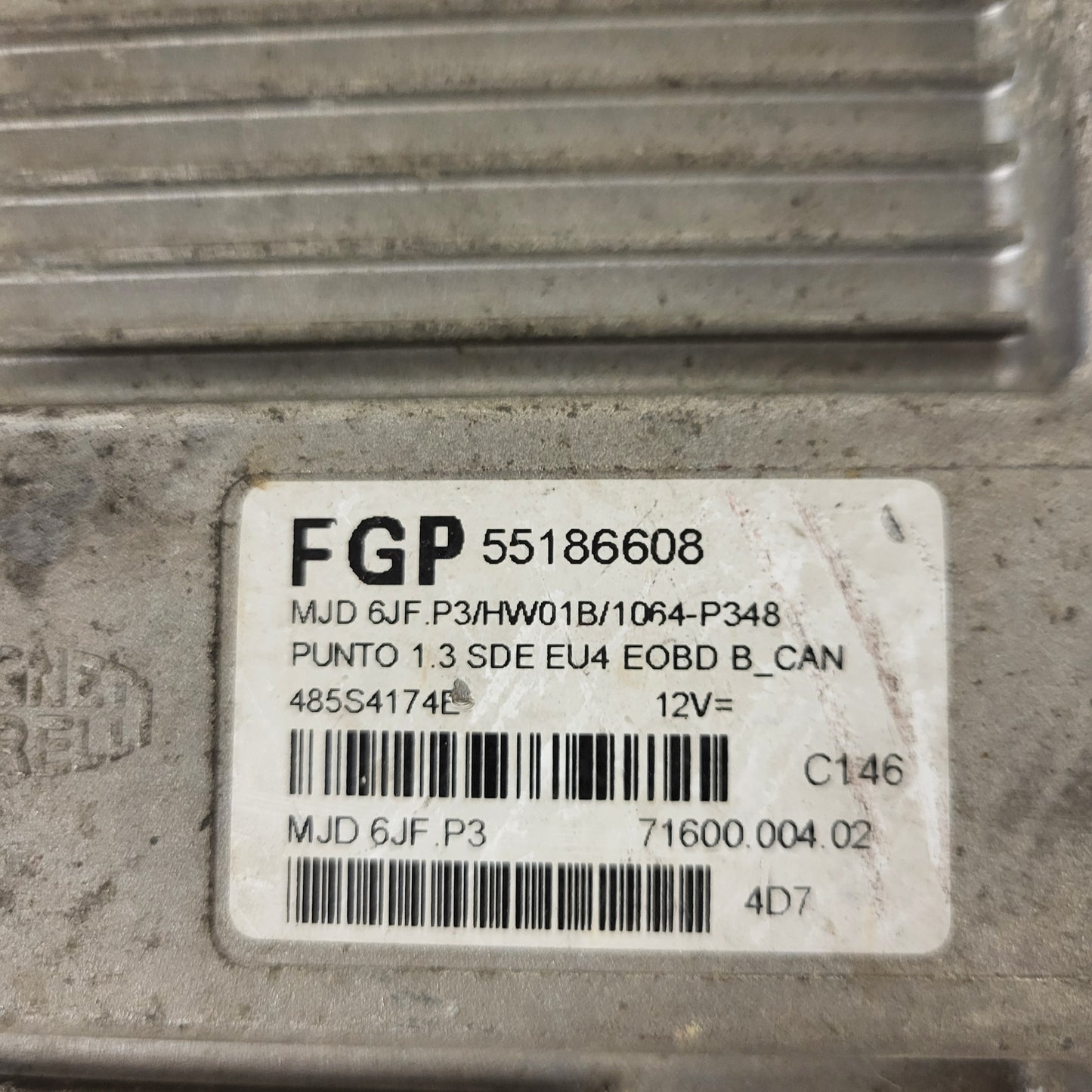 Fiat Punto 1.3 ECU / 55186608 / MJD 6JF.P3 / HW01B / MAGNETI MARELLI