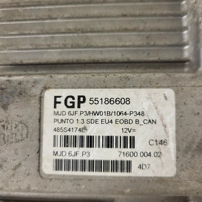 Fiat Punto 1.3 ECU / 55186608 / MJD 6JF.P3 / HW01B / MAGNETI MARELLI