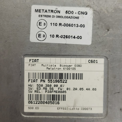 FIAT MULTIPLA BIPOWER ECU / 55196522 / 4100105 / C601 / METATRON - C32-05 - 2