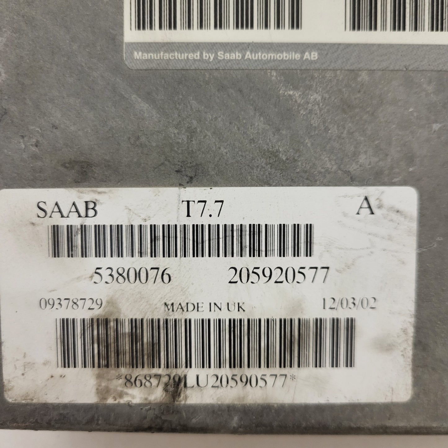 SAAB 9-5 ECU / 5380738 / T7.7A01 / 5380076 / 205920577