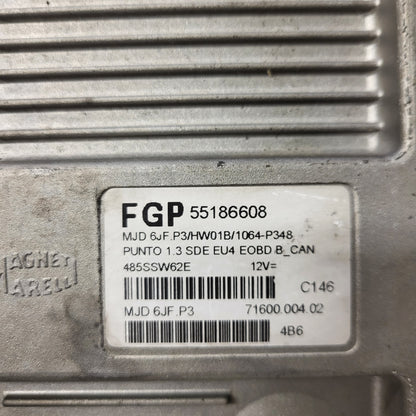 Fiat Punto 1.3 ECU / 55186608 / MJD 6JF.P3 / HW01B / MAGNETI MARELLI