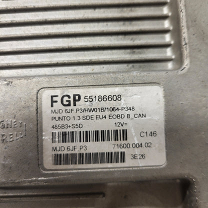 Fiat Punto 1.3 ECU / 55186608 / MJD 6JF.P3 / HW01B / MAGNETI MARELLI