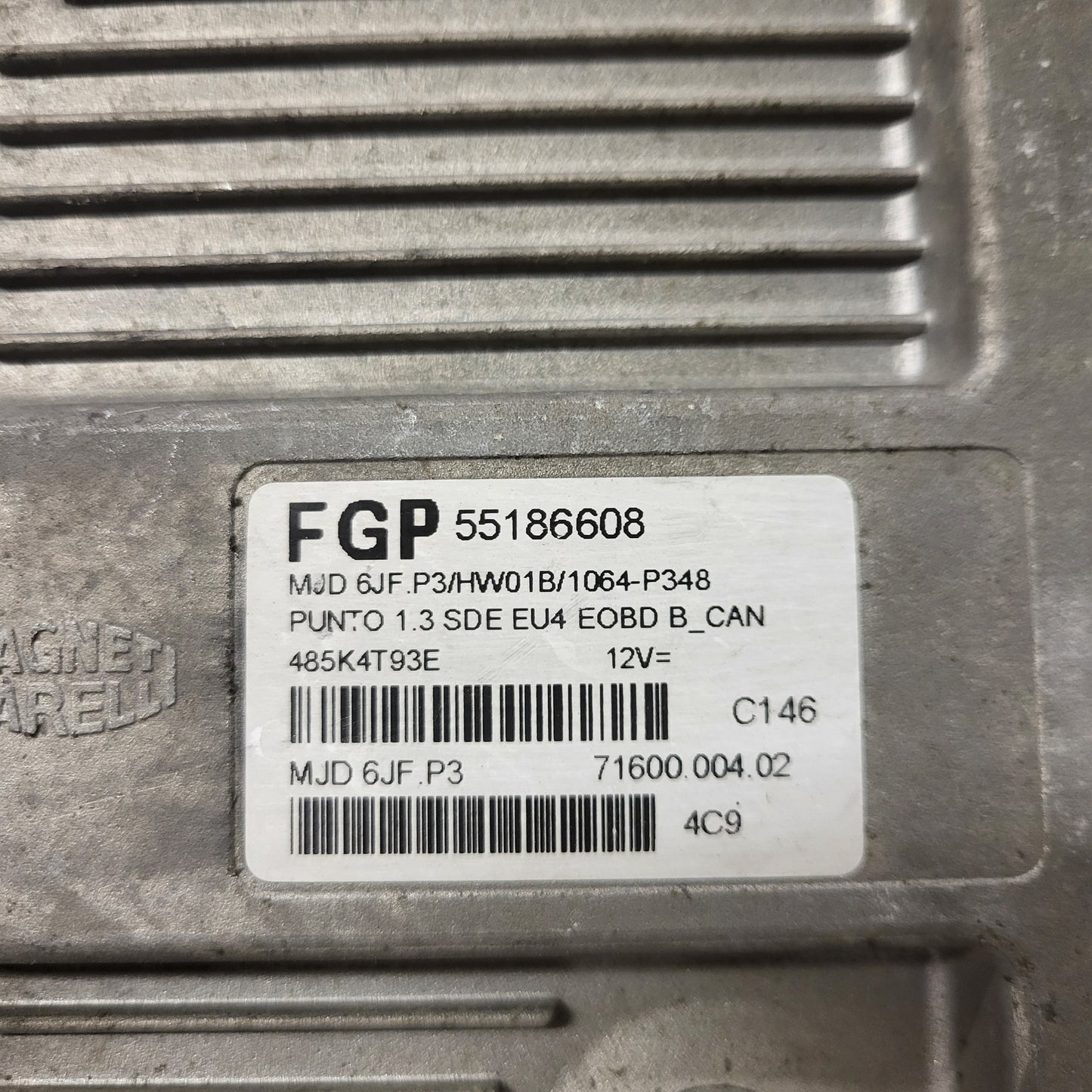 Fiat Punto 1.3 ECU / 55186608 / MJD 6JF.P3 / HW01B / MAGNETI MARELLI