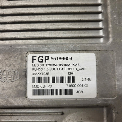 Fiat Punto 1.3 ECU / 55186608 / MJD 6JF.P3 / HW01B / MAGNETI MARELLI