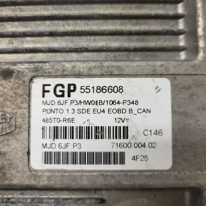 Fiat Punto 1.3 ECU / 55186608 / MJD 6JF.P3 / HW01B / MAGNETI MARELLI