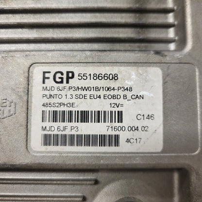 Fiat Punto 1.3 ECU / 55186608 / MJD 6JF.P3 / HW01B / MAGNETI MARELLI