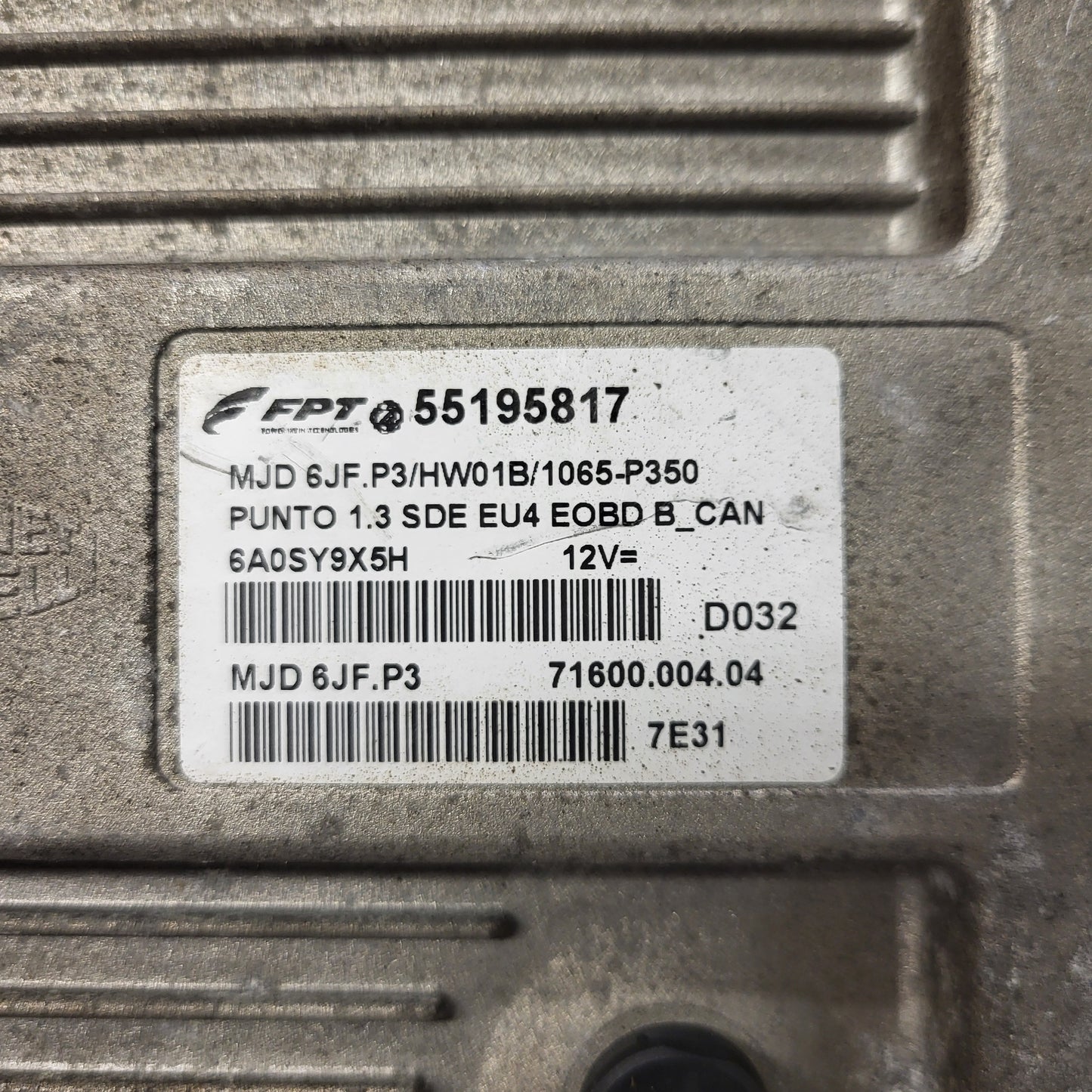 FIAT PUNTO ECU / MJD 6JF.P3 / 55195817 / HW1BM / 71600.053.00 / MAGNETI MARELLI