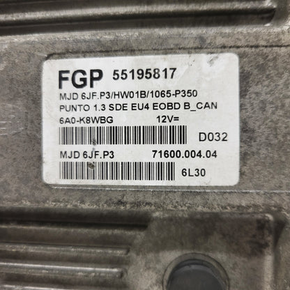FIAT PUNTO ECU / MJD 6JF.P3 / 55195817 / HW1BM / 71600.053.00 / MAGNETI MARELLI
