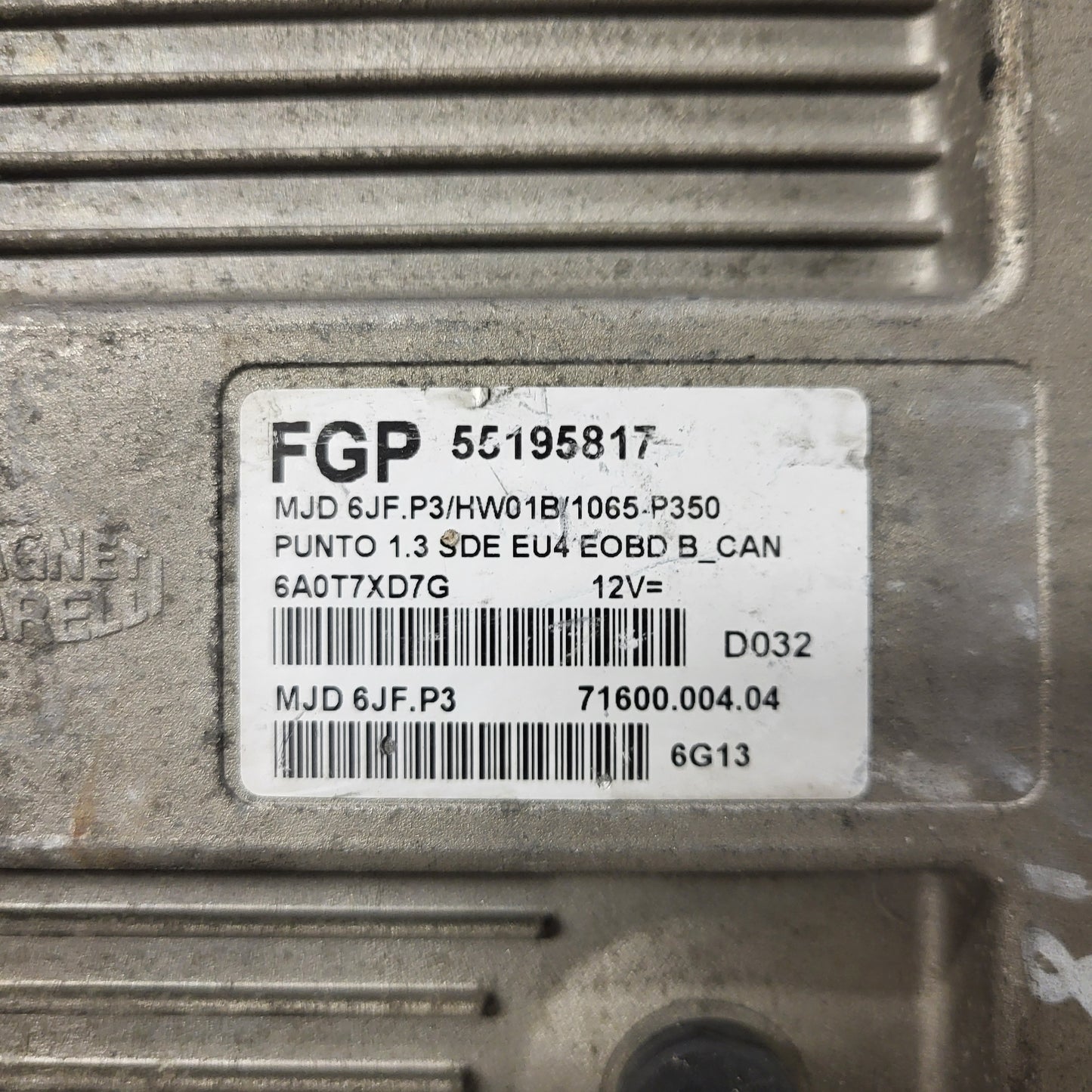 FIAT PUNTO ECU / MJD 6JF.P3 / 55195817 / HW1BM / 71600.053.00 / MAGNETI MARELLI