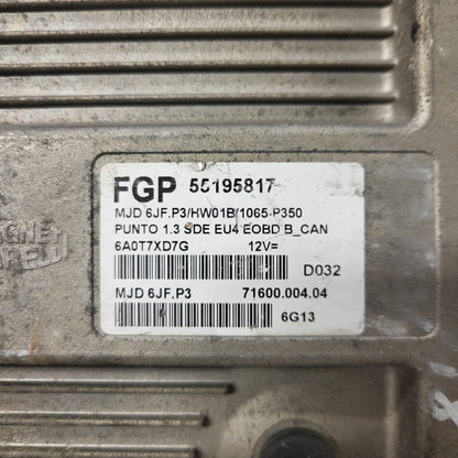 FIAT PUNTO ECU / MJD 6JF.P3 / 55195817 / HW1BM / 71600.053.00 / MAGNETI MARELLI