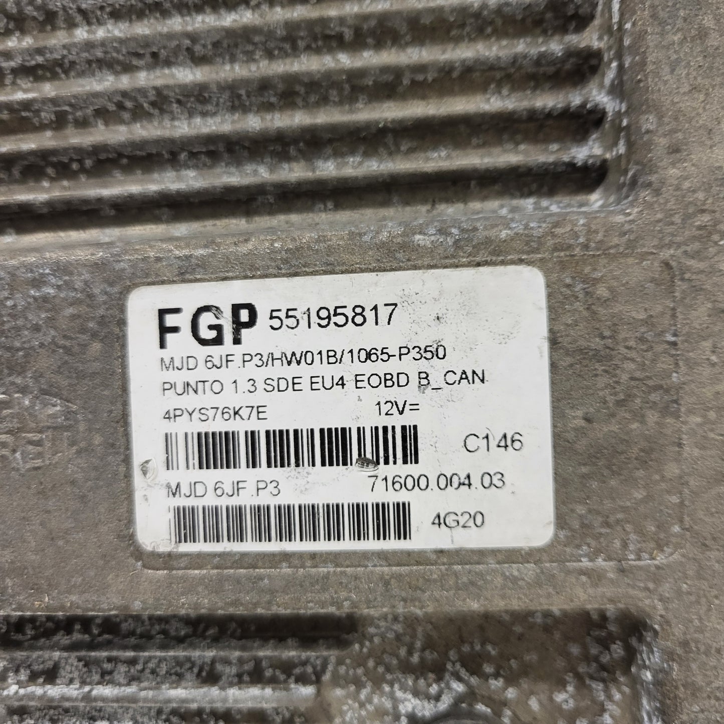 FIAT PUNTO ECU / MJD 6JF.P3 / 55195817 / HW1BM / 71600.053.00 / MAGNETI MARELLI