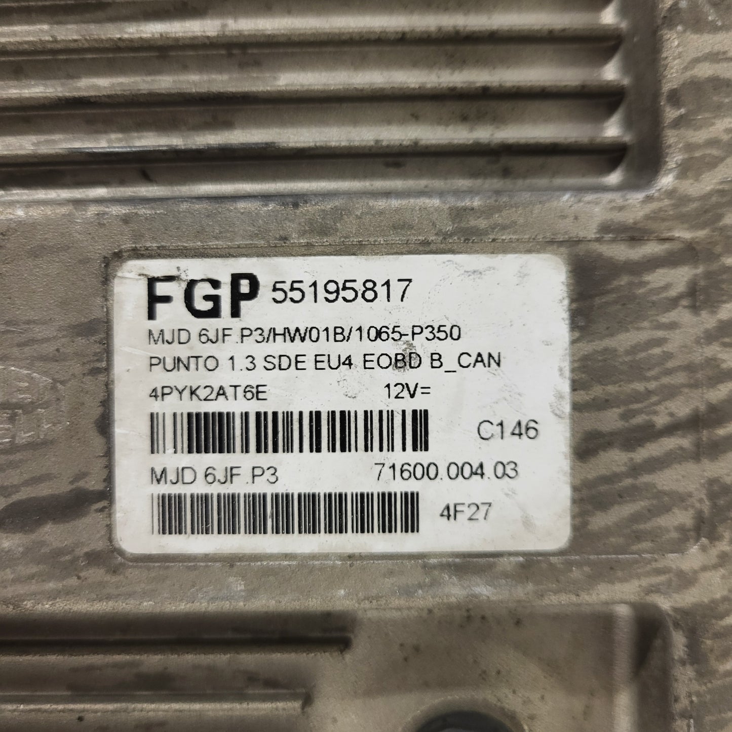 FIAT PUNTO ECU / MJD 6JF.P3 / 55195817 / HW1BM / 71600.053.00 / MAGNETI MARELLI