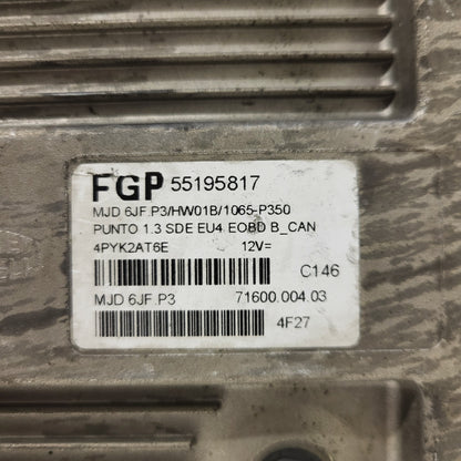 FIAT PUNTO ECU / MJD 6JF.P3 / 55195817 / HW1BM / 71600.053.00 / MAGNETI MARELLI