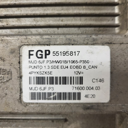 FIAT PUNTO ECU / MJD 6JF.P3 / 55195817 / HW1BM / 71600.053.00 / MAGNETI MARELLI