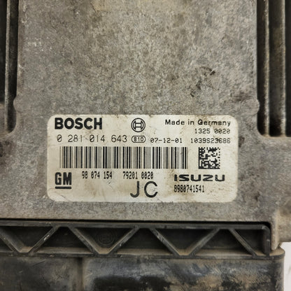 OPEL ASTRA H ECU / 0281014643 / 98074154 / JC / BOSCH