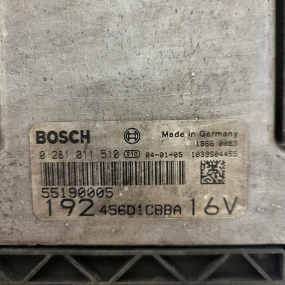 FIAT STILO ECU / 0281011510 / 55190005 / BOSCH