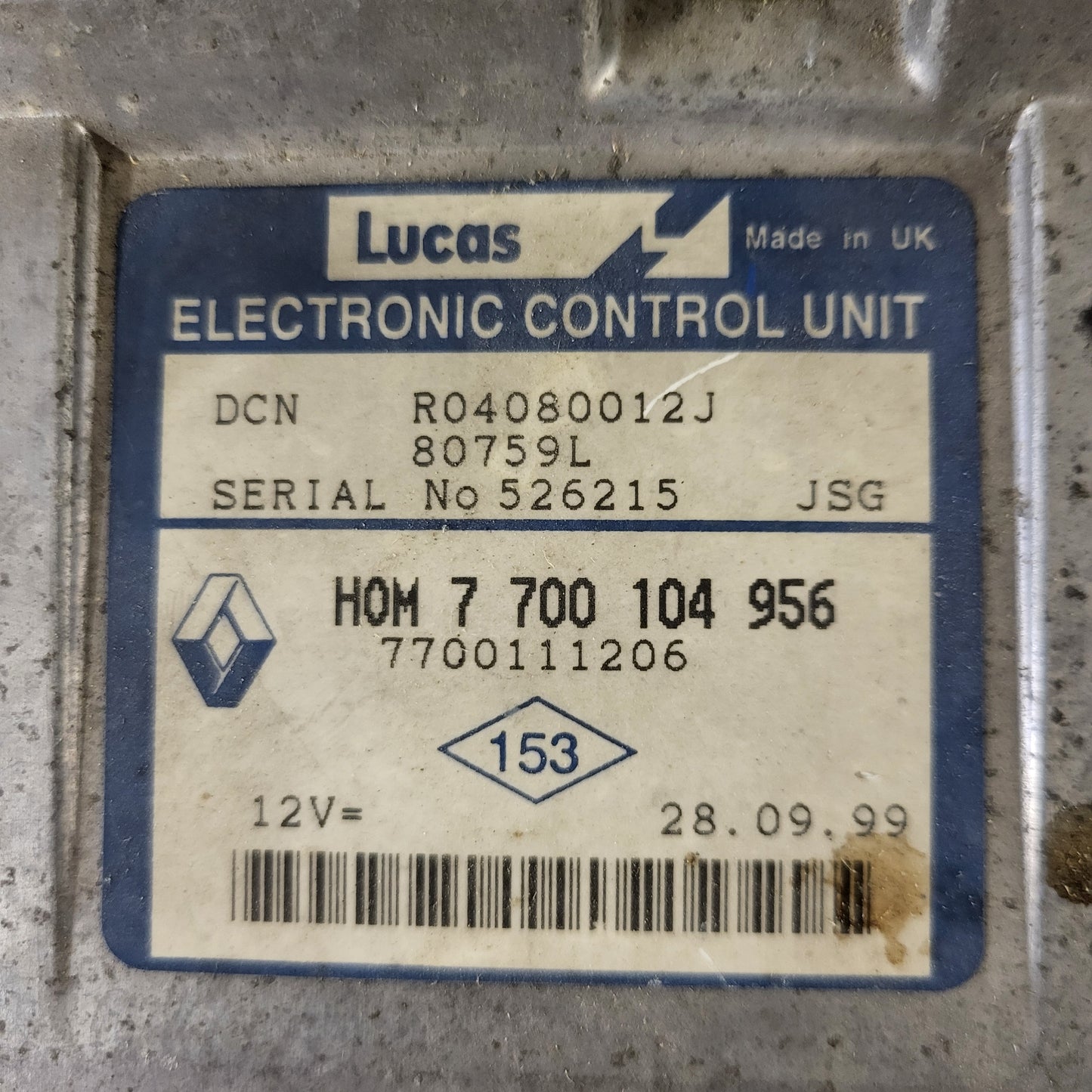 Renault ECU / HOM 7700104956 / 7700111206 / R04080012J / LUCAS