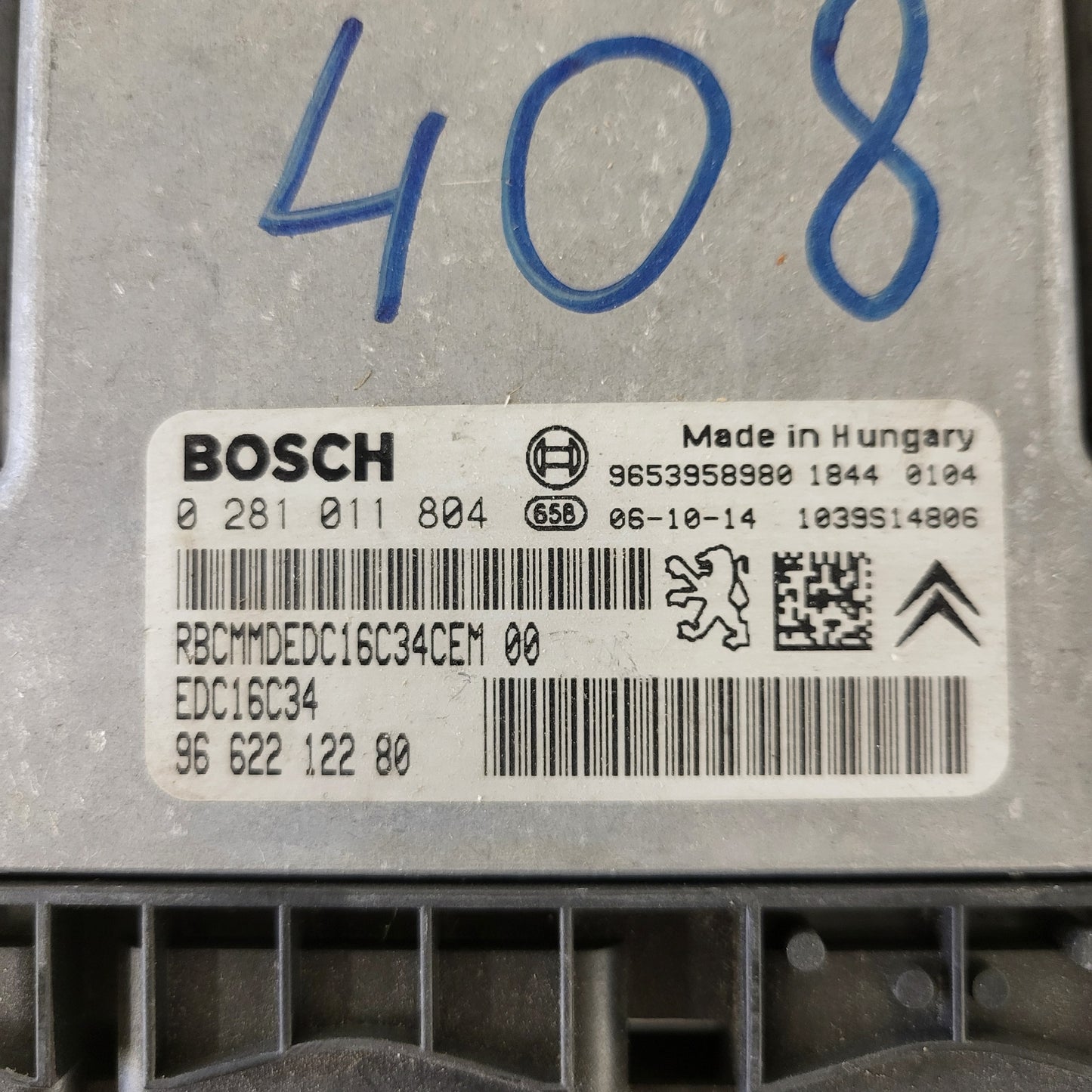 CITROEN C3 ECU / 0281011804 / EDC16C34 / 9662212280 / 9653958980 / BOSCH