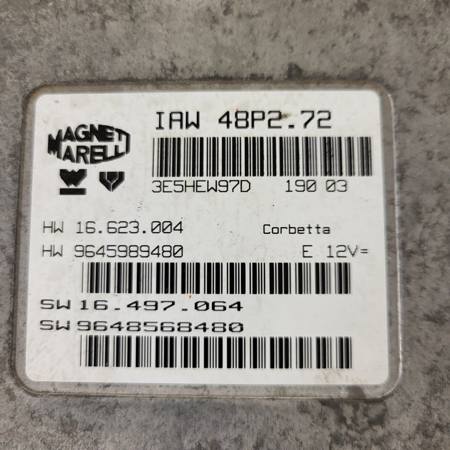 PEUGEOT CITROEN ECU / IAW 48P2.72 / SW 9648568480 / HW 9645989480 / MAGNETI MARELLI