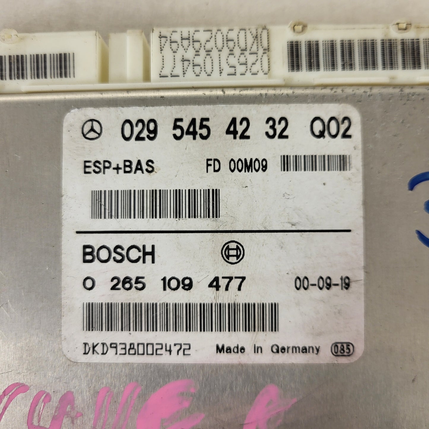 Mercedes A-Class W168 ESP ECU / 0295454232 Q02 / 0265109477 / BOSCH