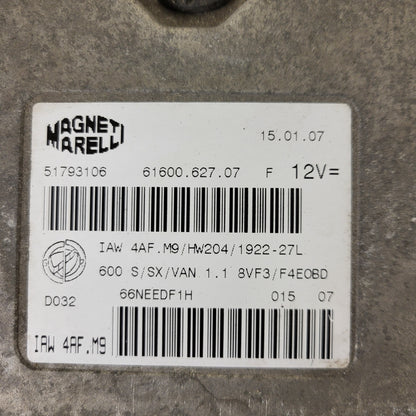 Fiat Seicento 600 ECU / 51793106 / IAW 4AF.M9 / 61600.627.07 / HW204