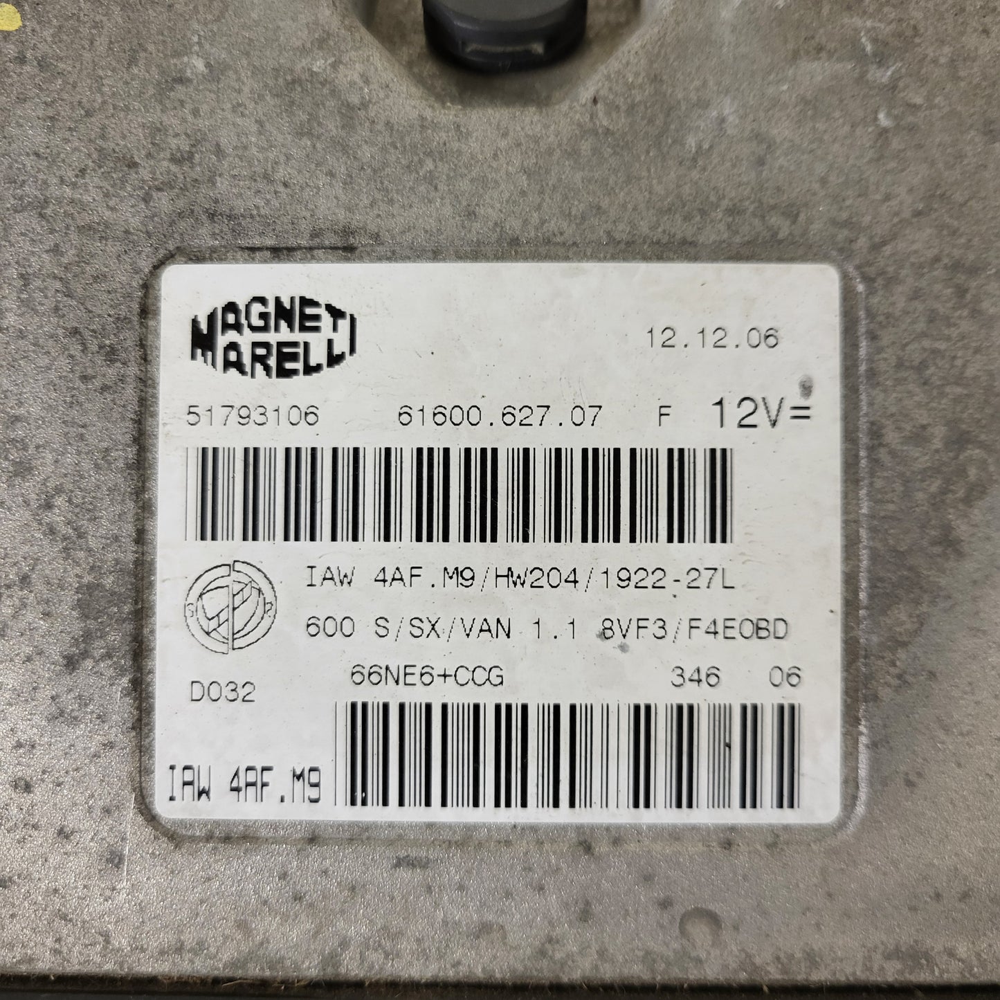 Fiat Seicento 600 ECU / 51793106 / IAW 4AF.M9 / 61600.627.07 / HW204