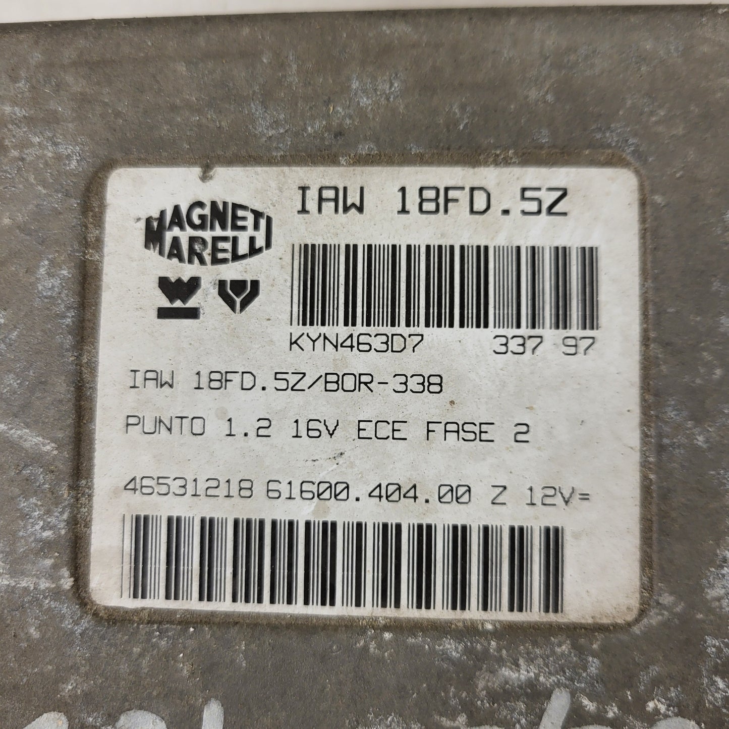 Fiat Punto 1.2 16V ECU / IAW18FD.5Z / 46531218 / 61600.404.00 / MAGNETI MARELLI